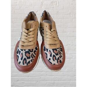 Leopard Sneakers High Style,‎ Brown, White Detail, Women's 40 (8.5), Brand New